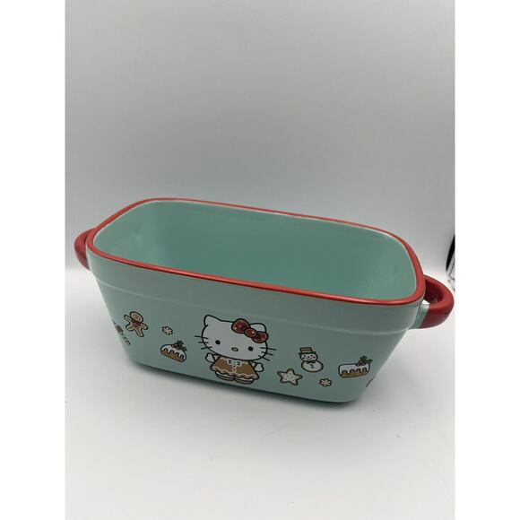 Sanrio Hello Kitty Christmas Tree Ceramic Loaf Pan Baking Dish Blue - Picture 6 of 6
